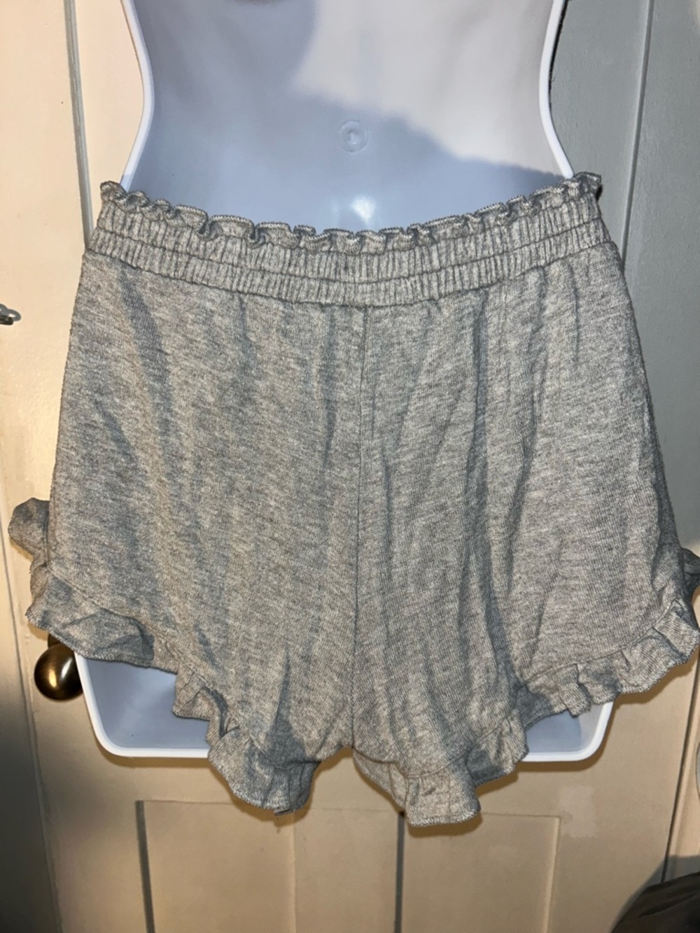 Cozy Ruffle Drawstring Shorts - Gray - Picture 3 of 4